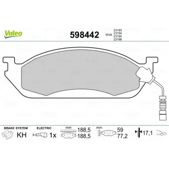 Jeu de 4 plaquettes de frein avant VALEO OEM A1634200320