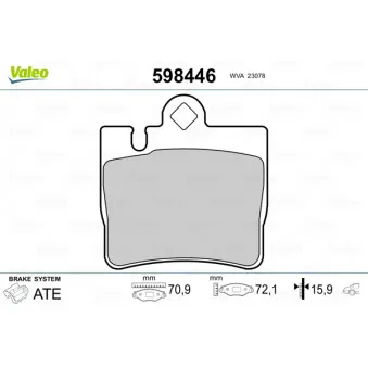 Jeu de 4 plaquettes de frein arrière VALEO OEM A0034201920