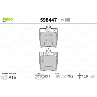 Jeu de 4 plaquettes de frein arrière VALEO 598447