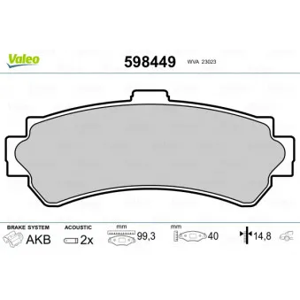 Jeu de 4 plaquettes de frein arrière VALEO OEM 440600M890