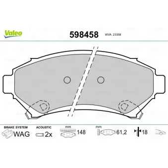 Jeu de 4 plaquettes de frein avant VALEO OEM 19152666