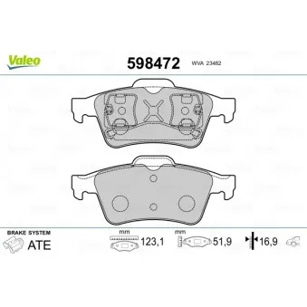 Jeu de 4 plaquettes de frein arrière VALEO OEM 93172190