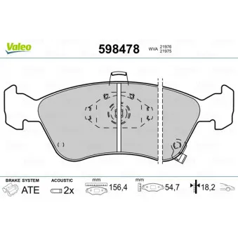 Jeu de 4 plaquettes de frein avant VALEO OEM 0446505060
