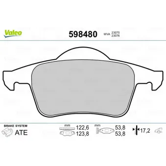 VALEO 598480 - Jeu de 4 plaquettes de frein arrière