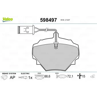 Jeu de 4 plaquettes de frein arrière VALEO OEM STC1276