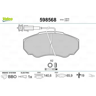 Jeu de 4 plaquettes de frein avant VALEO OEM 425243