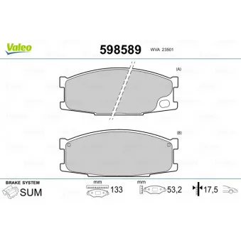 VALEO 598589 - Jeu de 4 plaquettes de frein avant