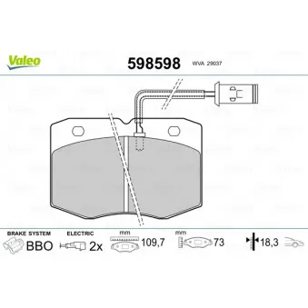 Jeu de 4 plaquettes de frein avant VALEO OEM 1906038