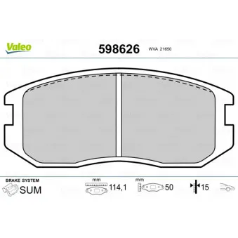 Jeu de 4 plaquettes de frein avant VALEO 598626