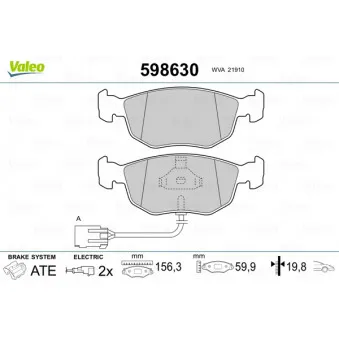 VALEO 598630 - Jeu de 4 plaquettes de frein avant