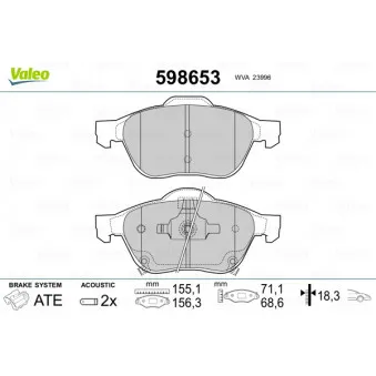 VALEO 598653 - Jeu de 4 plaquettes de frein avant