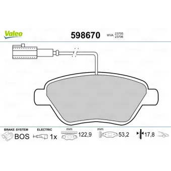 Jeu de 4 plaquettes de frein avant VALEO OEM 77366135