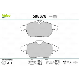 Jeu de 4 plaquettes de frein avant VALEO 598678