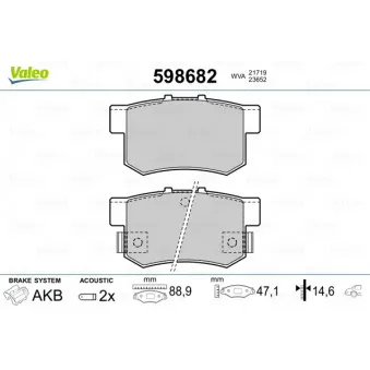Jeu de 4 plaquettes de frein arrière VALEO OEM 43022SV4G02