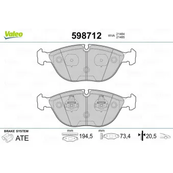 Jeu de 4 plaquettes de frein avant VALEO OEM A0034209120