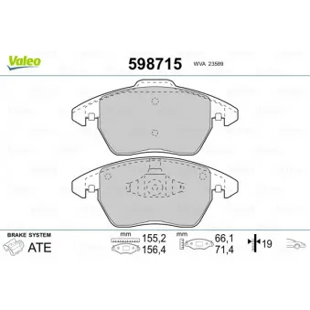 VALEO 598715 - Jeu de 4 plaquettes de frein avant