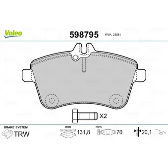 Jeu de 4 plaquettes de frein avant VALEO OEM 1694201220