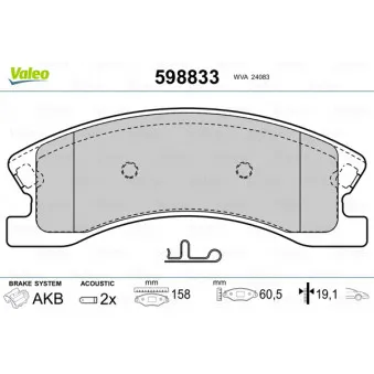 Jeu de 4 plaquettes de frein avant VALEO OEM 5093183AA