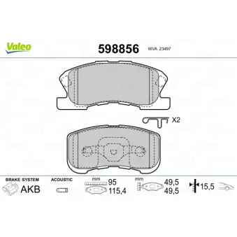 VALEO 598856 - Jeu de 4 plaquettes de frein avant