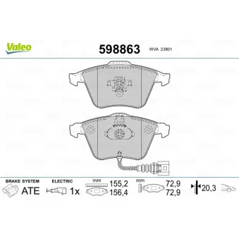 Jeu de 4 plaquettes de frein avant VALEO OEM 4F0698151K