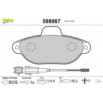 Jeu de 4 plaquettes de frein avant VALEO OEM 1778385