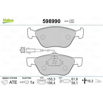 Jeu de 4 plaquettes de frein avant VALEO OEM 71770112