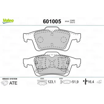Jeu de 4 plaquettes de frein arrière VALEO OEM BPYK2648ZA