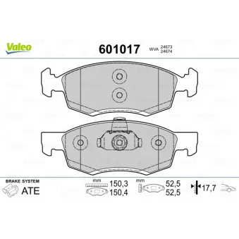 Jeu de 4 plaquettes de frein avant VALEO OEM 8671016701
