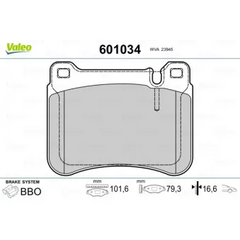 Jeu de 4 plaquettes de frein avant VALEO OEM 0044205120