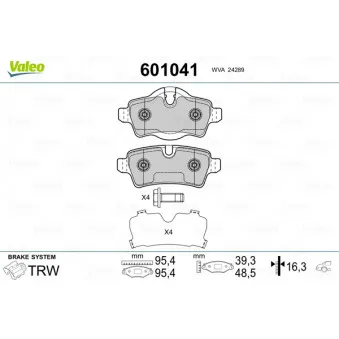 Jeu de 4 plaquettes de frein arrière VALEO OEM 34216772894