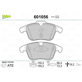 VALEO 601056 - Jeu de 4 plaquettes de frein avant