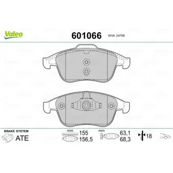 VALEO 601066 - Jeu de 4 plaquettes de frein avant