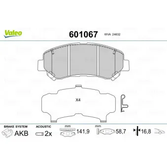 Jeu de 4 plaquettes de frein avant VALEO OEM D10609N50A