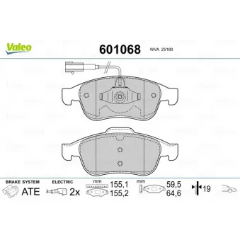Jeu de 4 plaquettes de frein avant VALEO OEM 77365355