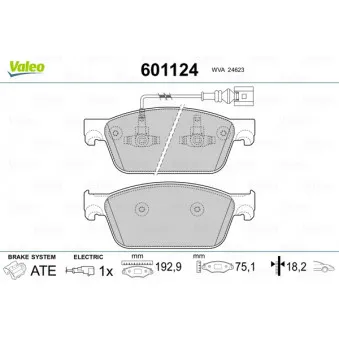 VALEO 601124 - Jeu de 4 plaquettes de frein avant