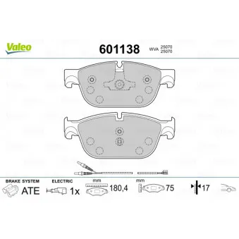 Jeu de 4 plaquettes de frein avant VALEO OEM 1612739280