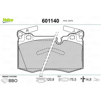 Jeu de 4 plaquettes de frein avant VALEO OEM 34116789157