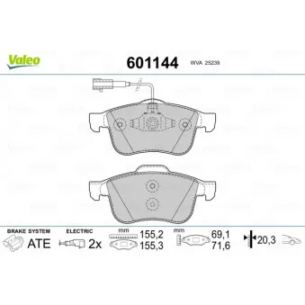 Jeu de 4 plaquettes de frein avant VALEO OEM 77367959