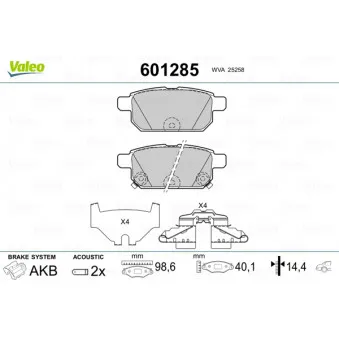 Jeu de 4 plaquettes de frein arrière VALEO OEM 5580068L00