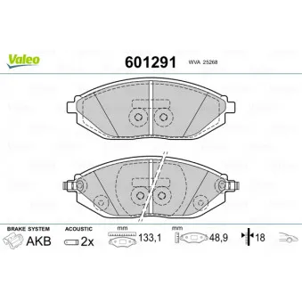 Jeu de 4 plaquettes de frein avant VALEO OEM 96682858