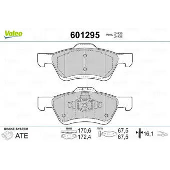 Jeu de 4 plaquettes de frein avant VALEO OEM 4641690
