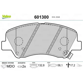Jeu de 4 plaquettes de frein avant VALEO OEM 58101C8A00