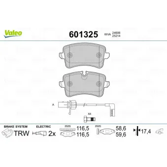 Jeu de 4 plaquettes de frein arrière VALEO OEM 4H0698451E