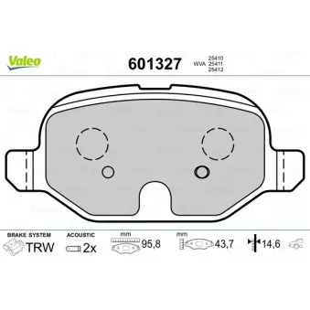 Jeu de 4 plaquettes de frein arrière VALEO OEM 77367514