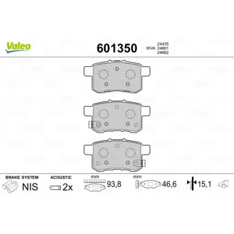 Jeu de 4 plaquettes de frein arrière VALEO OEM 43022TL1G02
