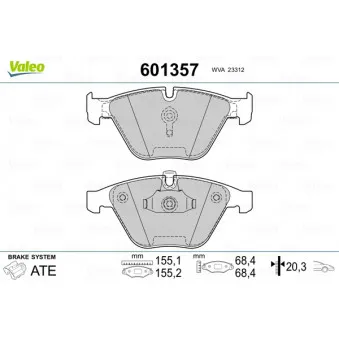 VALEO 601357 - Jeu de 4 plaquettes de frein avant