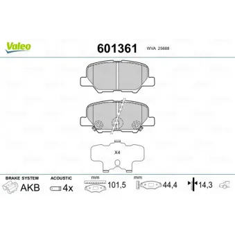 VALEO 601361 - Jeu de 4 plaquettes de frein arrière