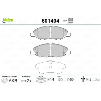 Jeu de 4 plaquettes de frein avant VALEO OEM 41060AX085