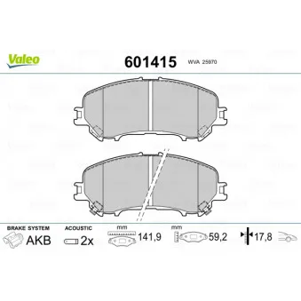 VALEO 601415 - Jeu de 4 plaquettes de frein avant
