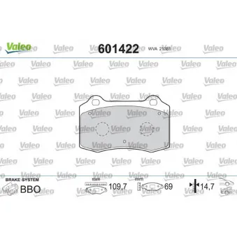 Jeu de 4 plaquettes de frein avant VALEO OEM 30665552